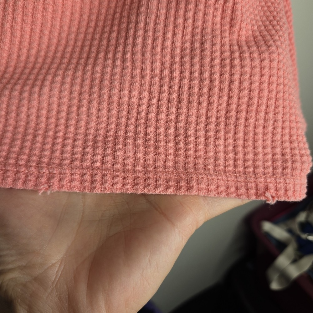 Aerie Offline M Medium Boxy Pink Waffle Knit Cropped Top Beachy - Picture 4 of 8